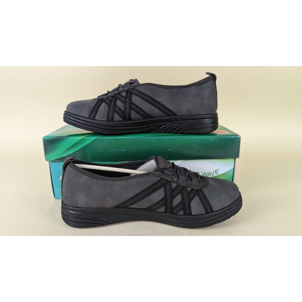 Easy Street Makena Lace Up Sneakers Women 7.5 Narrow Gray Faux Leather Shoes NWB